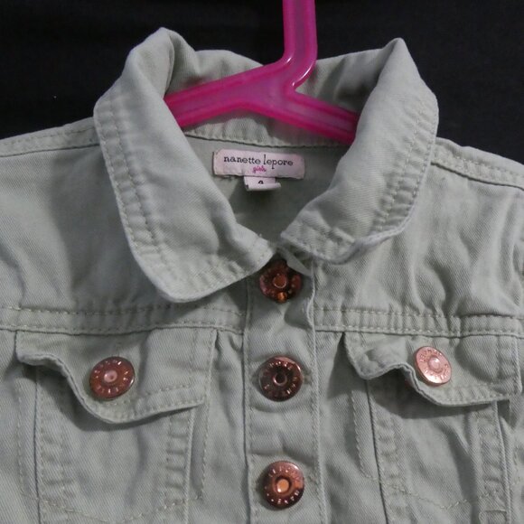 NANETTE LEPORE - Girls | size 4 | Light Green Cropped Denim Jacket - Picture 1 of 16